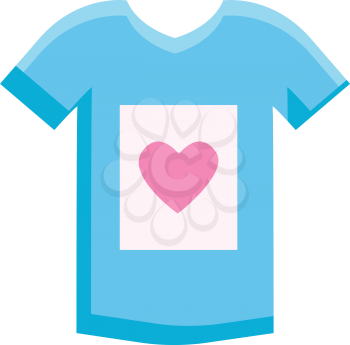 Blue sleeveless shirt with heart illustration color vector on white background