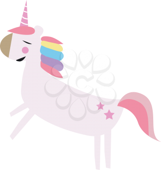 Picture of unicorn jumping in the air illustration color vector on white background