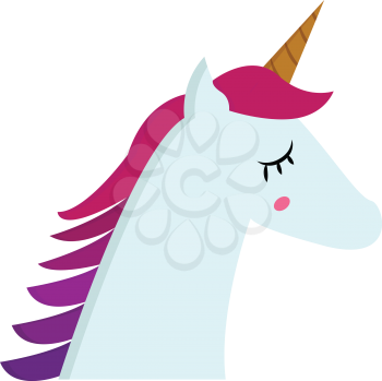 Portrait of unicorn side view illustration color vector on white background