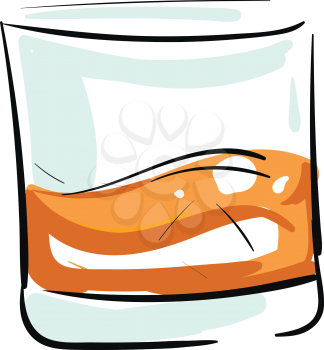 Whiskey shot in glass illustration color vector on white background