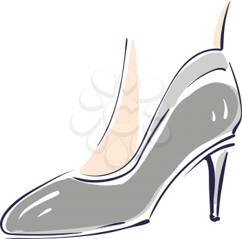 Gray women shoes on high heel illustration color vector on white background