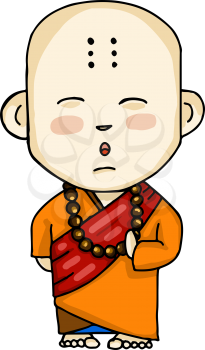 A Buddhist monk of Tibetan or Chinese descent vector color drawing or illustration 