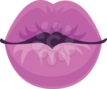 Purple lips vector illustration on white background.