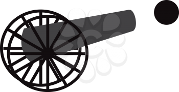 Clipart of ancient weapon cannon and cannonballs vector color drawing or illustration 