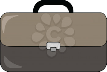 A grey and black formal bag with buckle used for official purpose vector color drawing or illustration 