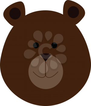 Face of a cute brown grizzly bear with round eyes vector color drawing or illustration 