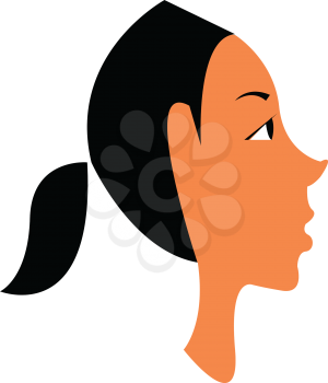 A brown girl in her long black ponytailed hair style vector color drawing or illustration 