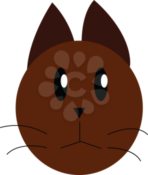 Face of a little brown cat with black mustaches vector color drawing or illustration 
