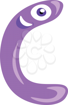 A purple color alphabetic creature has a smile on face vector color drawing or illustration 