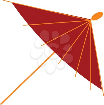A red Chinese umbrella traditionally made of bamboo and paper vector color drawing or illustration 