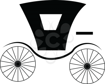 A vintage black carriage known as coach used for transportation vector color drawing or illustration 