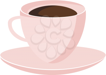 Hot beverage is being served in a cup plate dish vector color drawing or illustration 