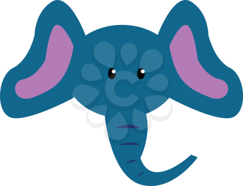 Face of a baby elephant with a long trunk vector color drawing or illustration 