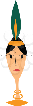 A girl is dressed in traditional costume of gold ornament and headgear vector color drawing or illustration 