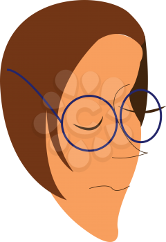 Portrait of a girl brown short haired girl wearing blue eyeglasses vector color drawing or illustration 