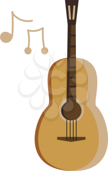 A musical instrument known as bass guitar with strings vector color drawing or illustration 