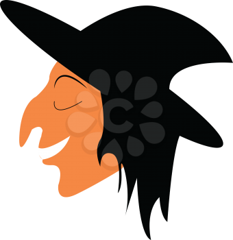 A woman is wearing a black hat part of halloween role play costume vector color drawing or illustration 