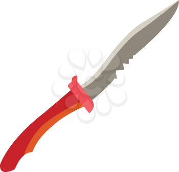 A classic metal weapon called hunter knife with colorful handle vector color drawing or illustration 