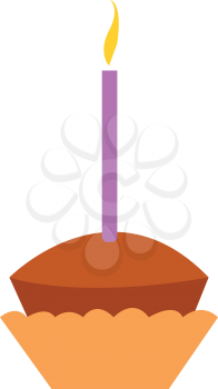 A little cup cake with a candle is ready to blow vector color drawing or illustration 