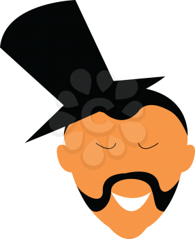A man with wearing a top hat is sporting a mustache style known as albert vector color drawing or illustration 