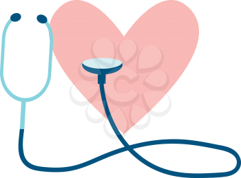 Clipart of a heart and stethoscope depicting a heart check up vector color drawing or illustration 