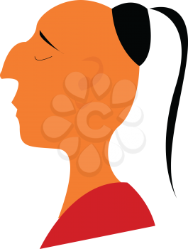 A Hindu monk with its tuft of hair on an otherwise shaven head vector color drawing or illustration 