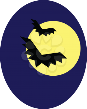 Clipart of full moon with bats flying making it look spooky vector color drawing or illustration 
