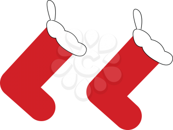 Festive decoration with red and white hanging socks vector color drawing or illustration 