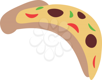 A slice of Italian pie called pizza with various toppings vector color drawing or illustration 