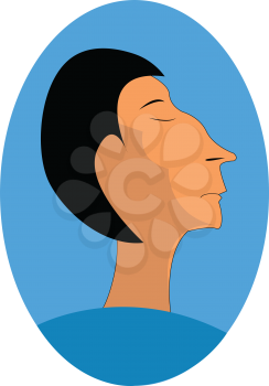 Profile picture of young man wearing blue shirt vector color drawing or illustration 