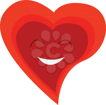 A happy face of red heart depicting love vector color drawing or illustration 