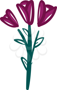 A branch with three red roses vector color drawing or illustration 