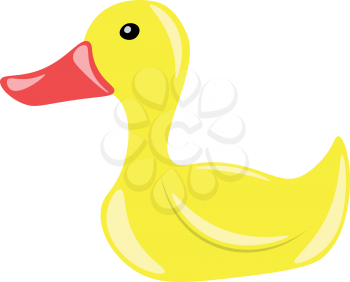 A yellow rubber duck with red bill generally used as children's bath time play toy vector color drawing or illustration 