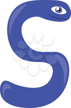 A blue snake shaped alphabetic figure of S vector color drawing or illustration 