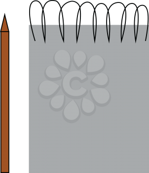 A blank page of spiral sketchbook and pencil to draw vector color drawing or illustration 