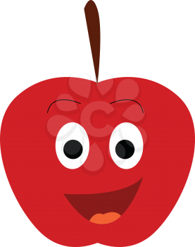 A smiling red apple is very happy vector color drawing or illustration 