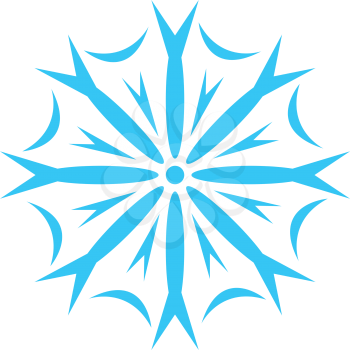Design of a single ice crystal or snowflake vector color drawing or illustration 
