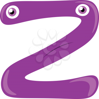 A purple figurine in the shape of alphabet Z vector color drawing or illustration 