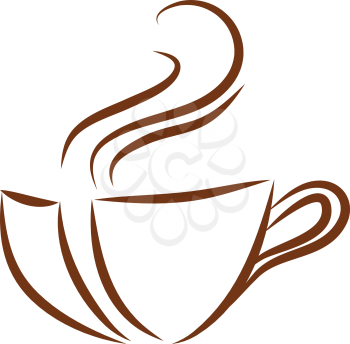 Brown coffee cup logo illustration color vector on white background