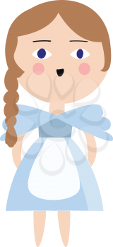 Alice in a blue dress illustration color vector on white background