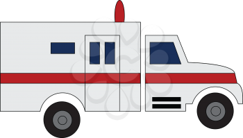 Ambulance car driving to hospital illustration print vector on white background