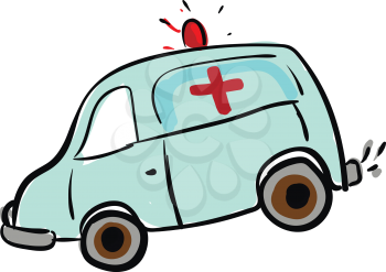 Ambulance car sketch illustration color vector on white background