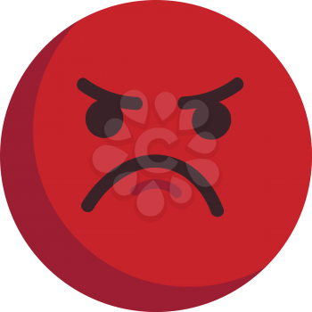 Angry red emoticon unhappy illustration color vector on white background
