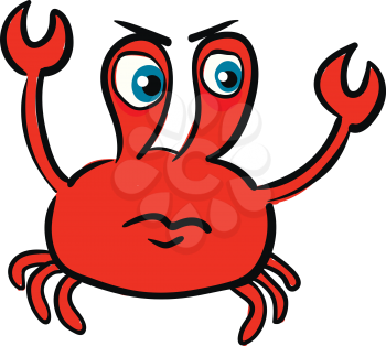 Angry red crab illustration color vector on white background