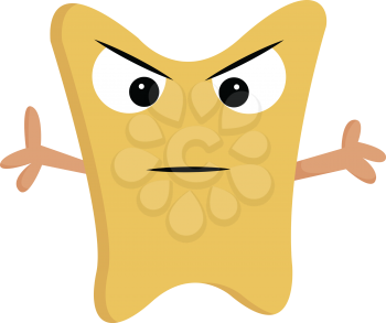 Angry yellow monster with hands illustration color vector on white background