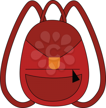 Red backpack for school illustration print vector on white background