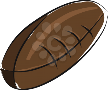 Brown american football ball illustration color vector on white background