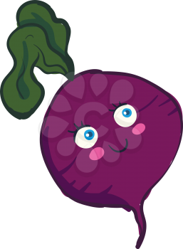 Cute beet with big blue eyes smiling color vector on white background