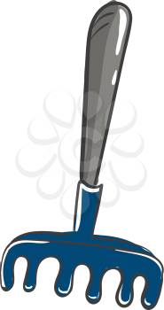 Blue rake for gardening illustration color vector on white background