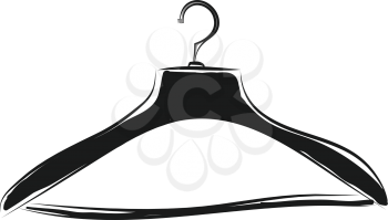 Black coat hanger sketch illustration color vector on white background